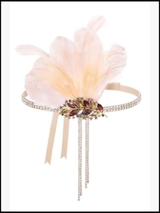 Feather Headband 1920s Flapper Gatsby Crystal Hair Accessory Vintage Jazz Age main image 6